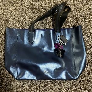 Coach blue metallic tote